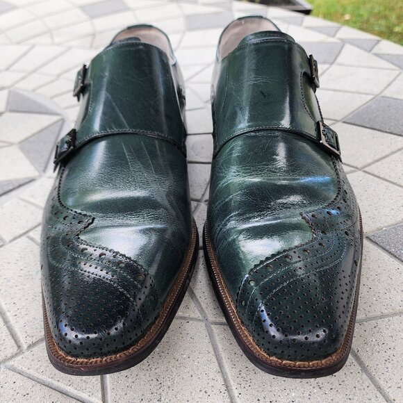 Giovanni Koleman Burnished Leather Double Monk Strap Dress Shoes 12 - Picture 2 of 10